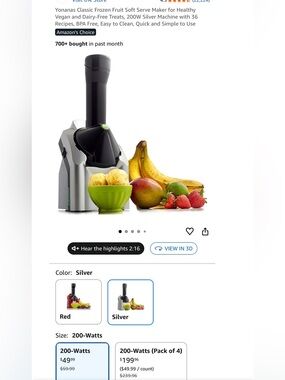 Yonannas-Classic Frozen Fruiy Soft serve Maker